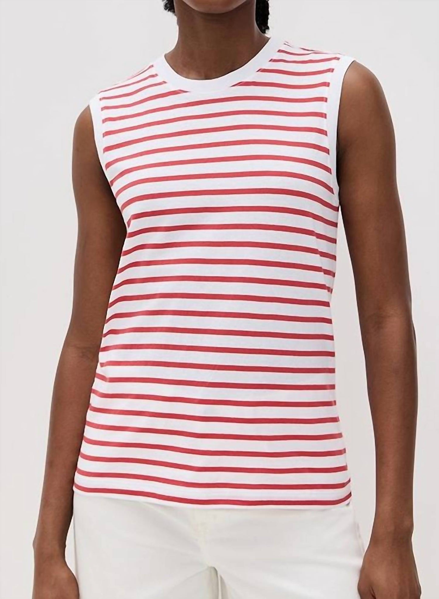 Atm - Women's Stripe Sleeveless Boy Top
