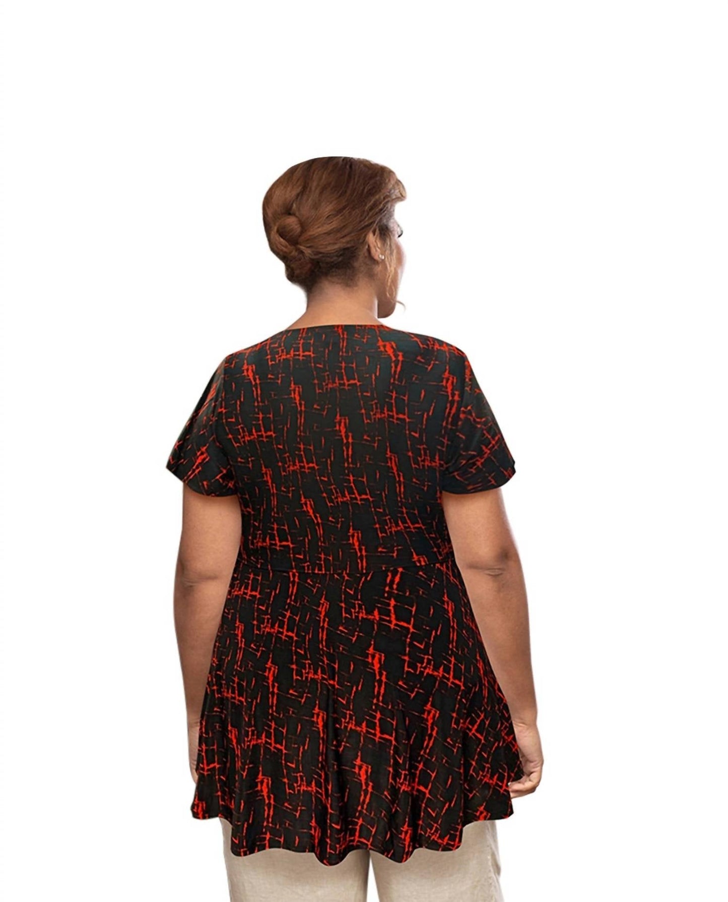 On The Plus Side - Short Sleeve Baby Doll Top - Plus