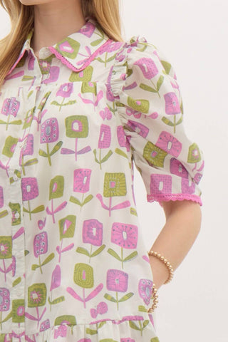 Entro - Floral Printed Ruffle Mini Dress