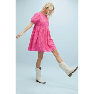 Lista de desejos - Vestido curto babydoll texturizado