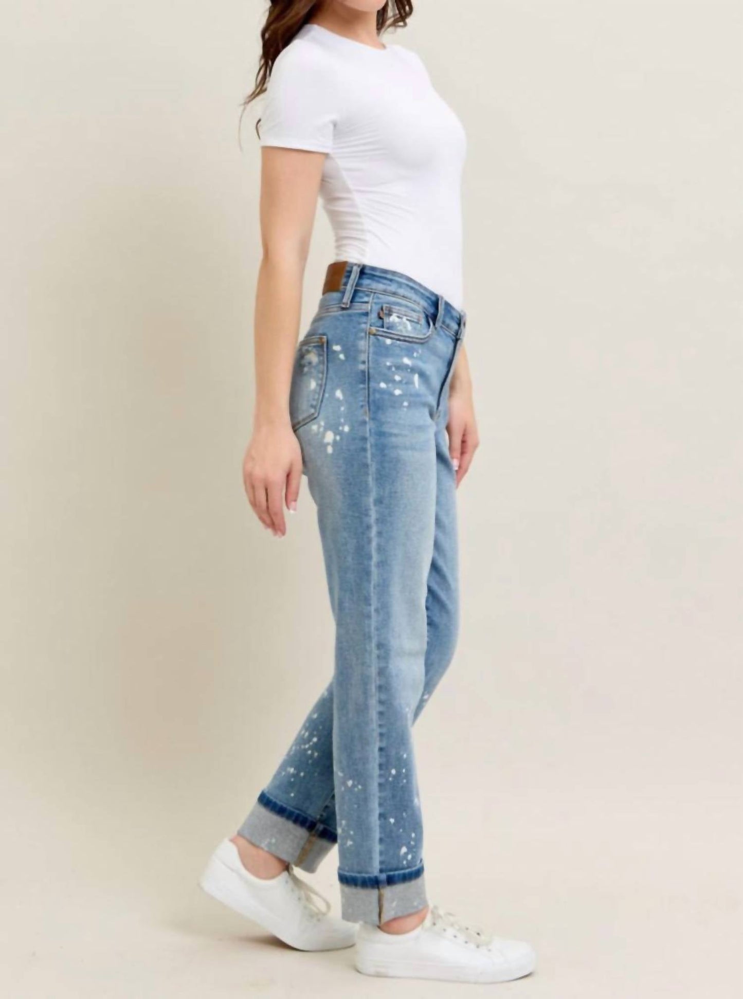 Judy Blue - Bleach Splatter Boyfriend Denim