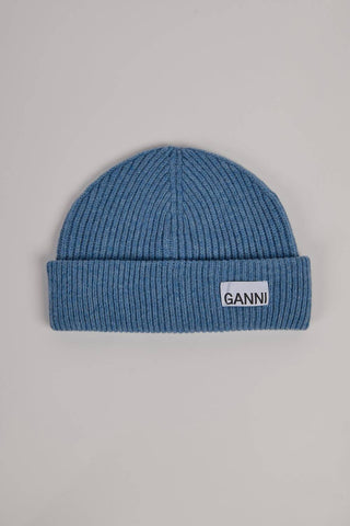Ganni - Gorro feminino de malha canelada leve e estruturada