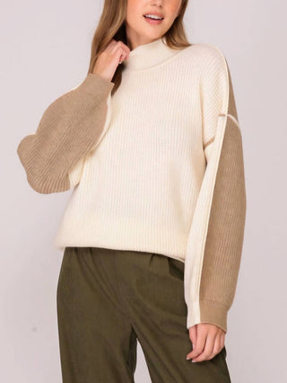 Blu Pepper - Two Tone Exposed Seam Sweater