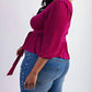The Curve La - Plus Size One Shoulder Peplum Top With Tie