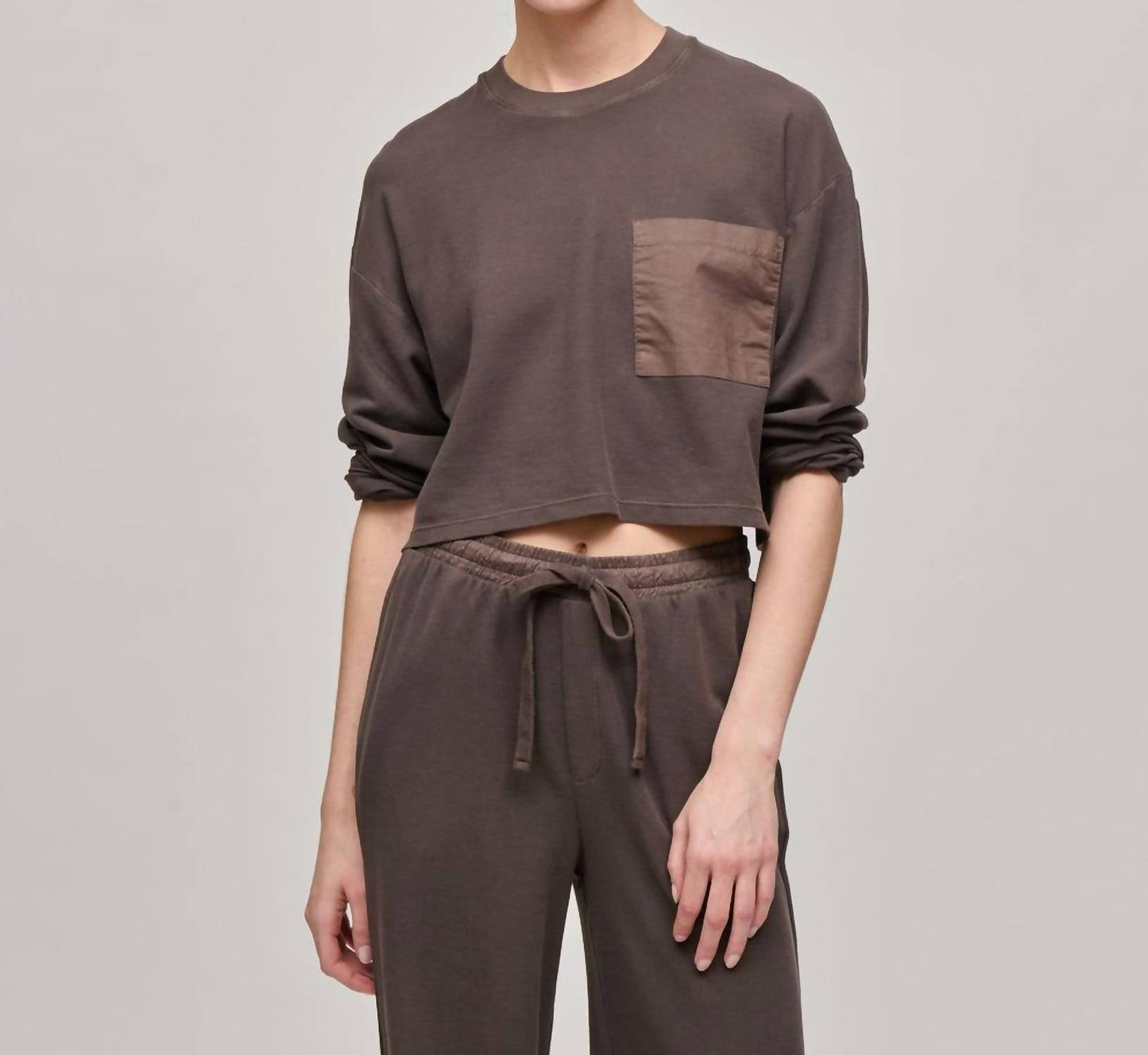 Atm - Oversized Cropped Long Sleeve Top