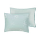 4 Piece Cotton Reversible Embroidered Quilt Set with Throw Pillow Aqua King/Cal King