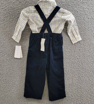 Polo Ralph Lauren - Conjunto de camisa e macacão de veludo cotelê para bebês meninos