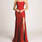 Fiesta Fashion - Satin Open Back High Slit Leg Evening Gown Maxi Dress