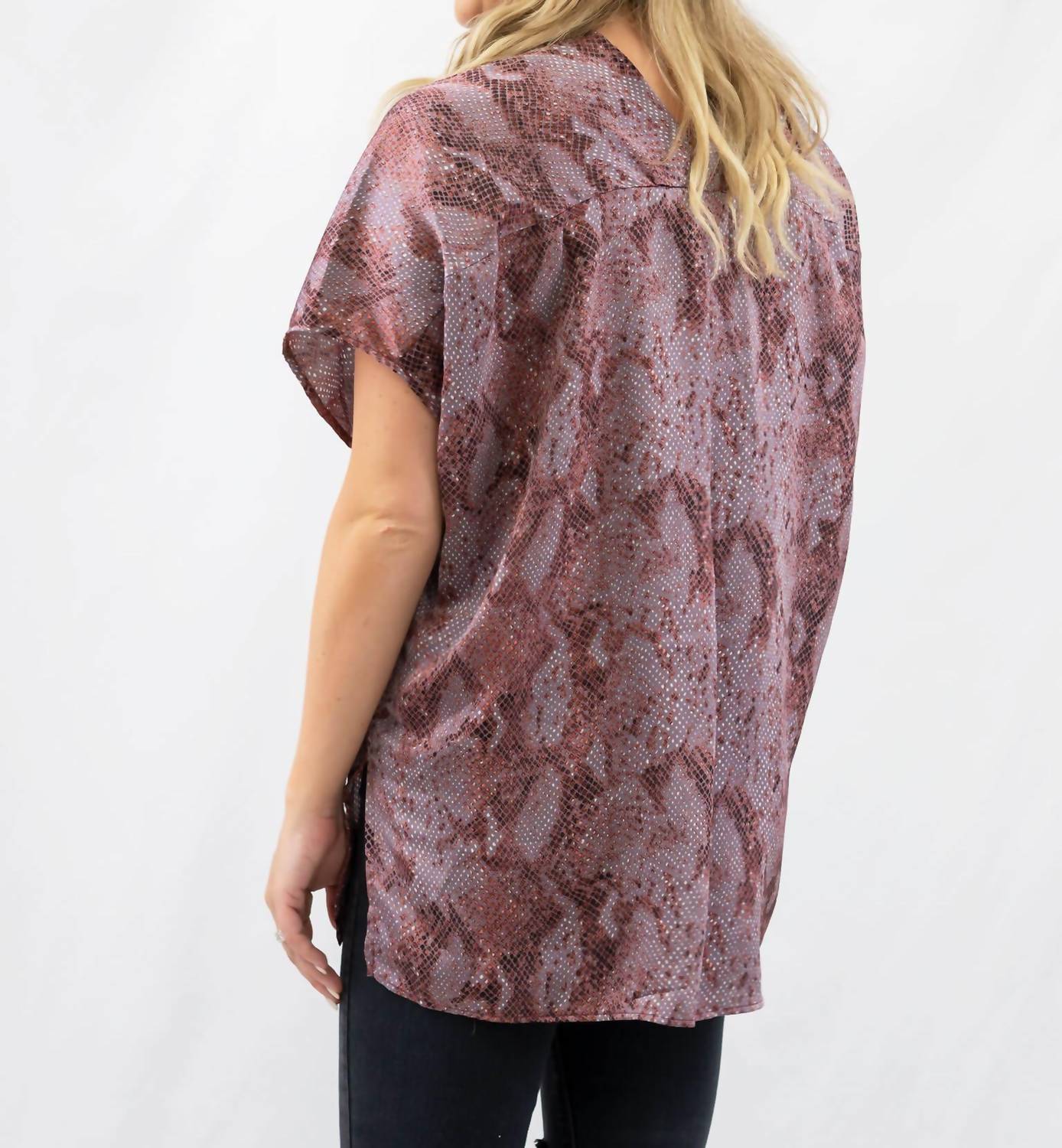 Adrienne - V-neck Snake Print Top