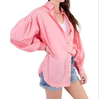 Free People - Top de popeline sólido para happy hour