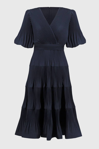 Joseph Ribkoff - Pleated Woven Fit And Flare Dress