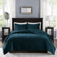 3 Piece Velvet Quilt Set Teal King/Cal King