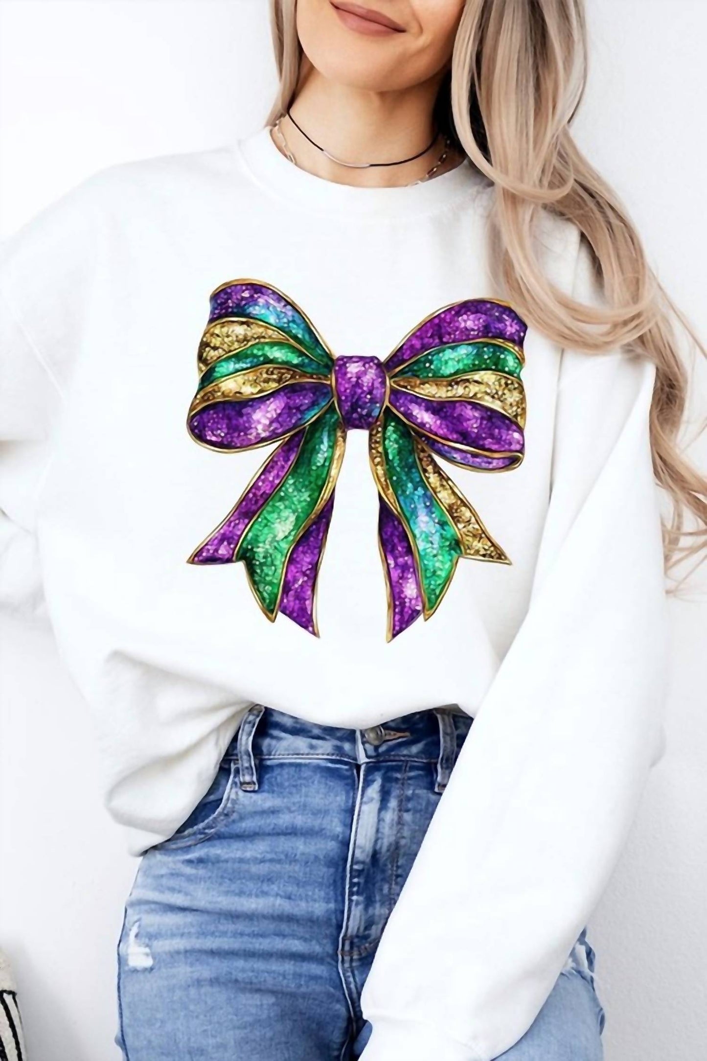 B-Tween - Mardi Gras Bow Sweatshirt