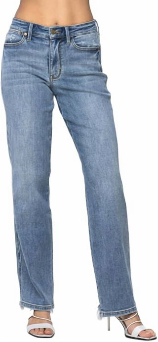 Judy Blue - Calça jeans estilo pai com bolso para celular e cintura média