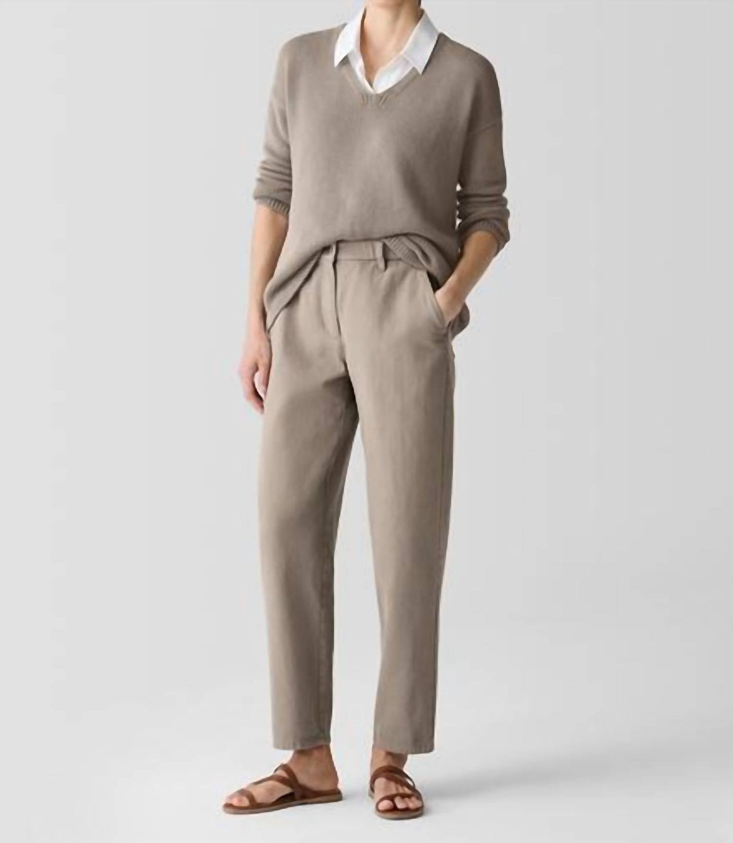Eileen Fisher - Garment-dyed Utility Organic Cotton Tapered Pant