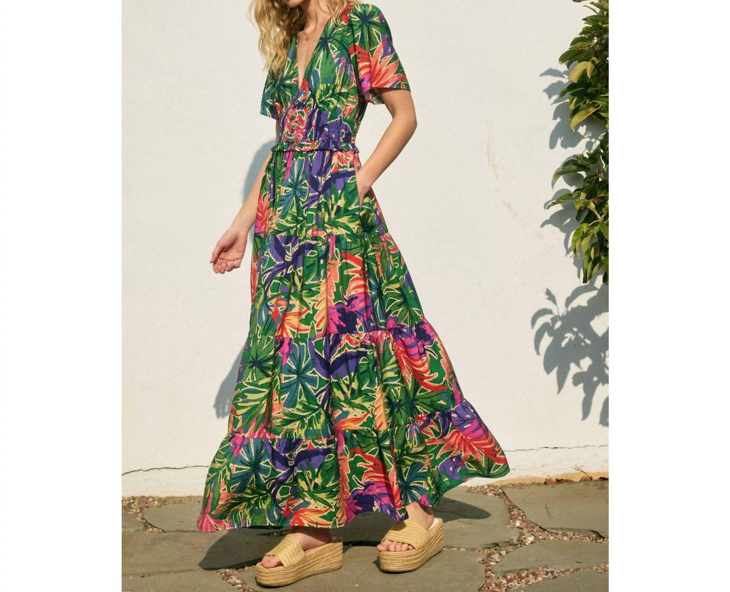 Dress Forum - Make Waves Plunging Tiered Maxi Dress