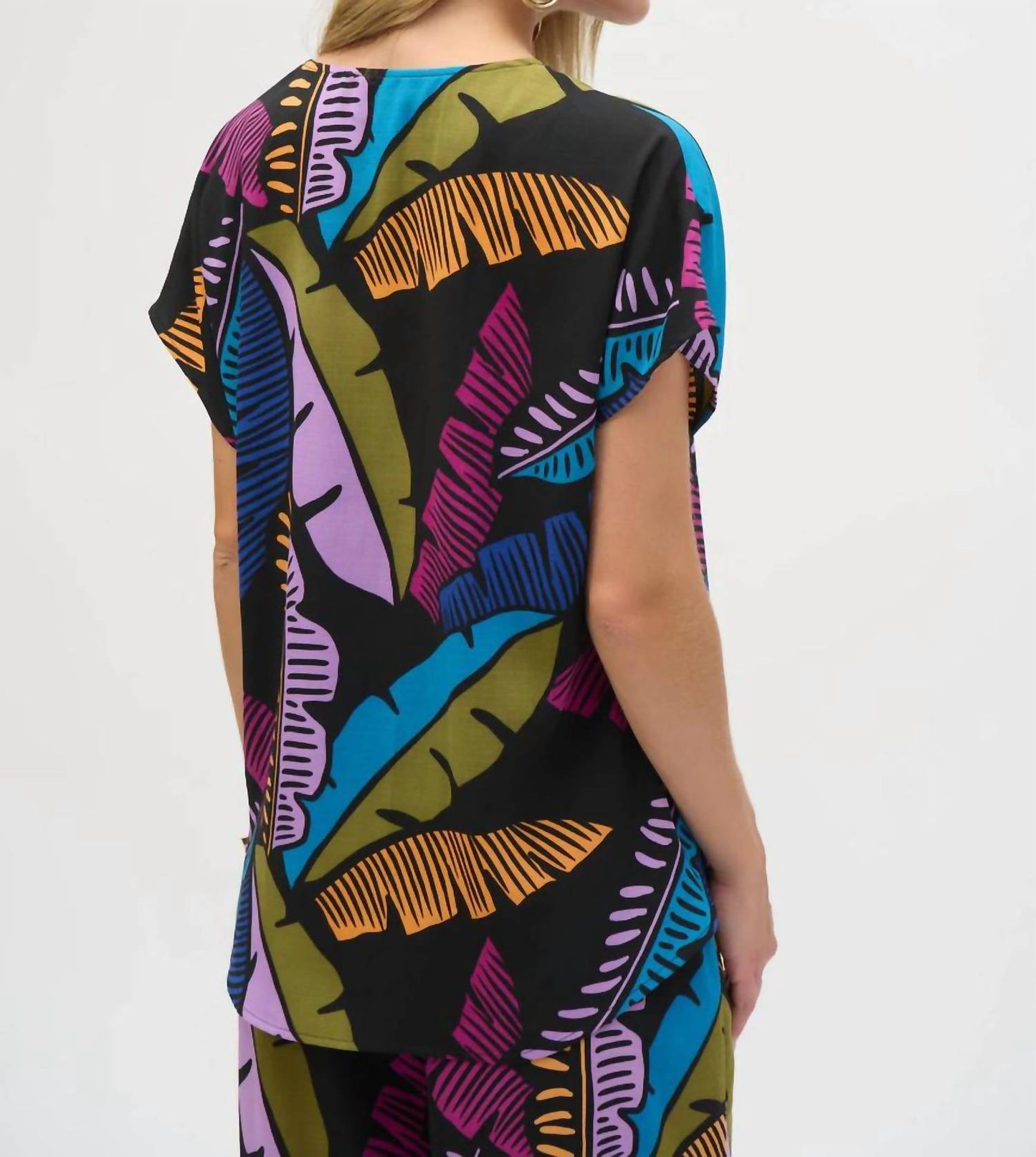 Joseph Ribkoff - V- Neck Palm Leaves Top