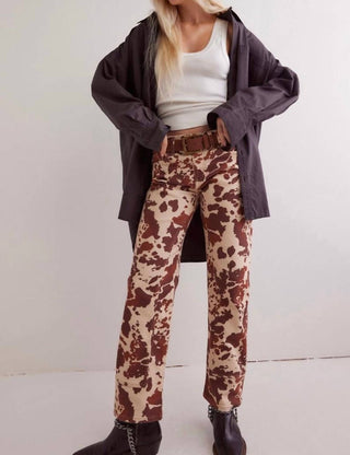 Free People - Calça Jeans Estampada Risk Taker