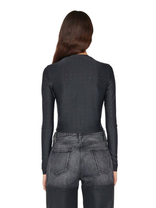 Frame - CROPPED LONG SLEEVE RHINESTONE TOP