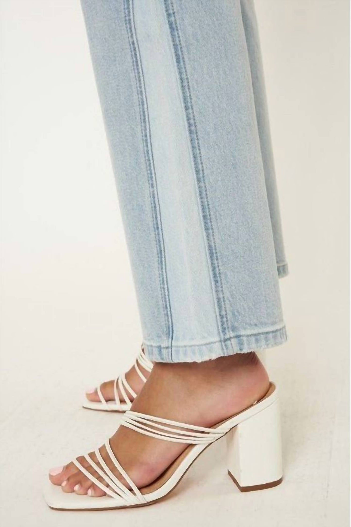 Kancan - High Rise Contrast Accent Straight Leg Jean