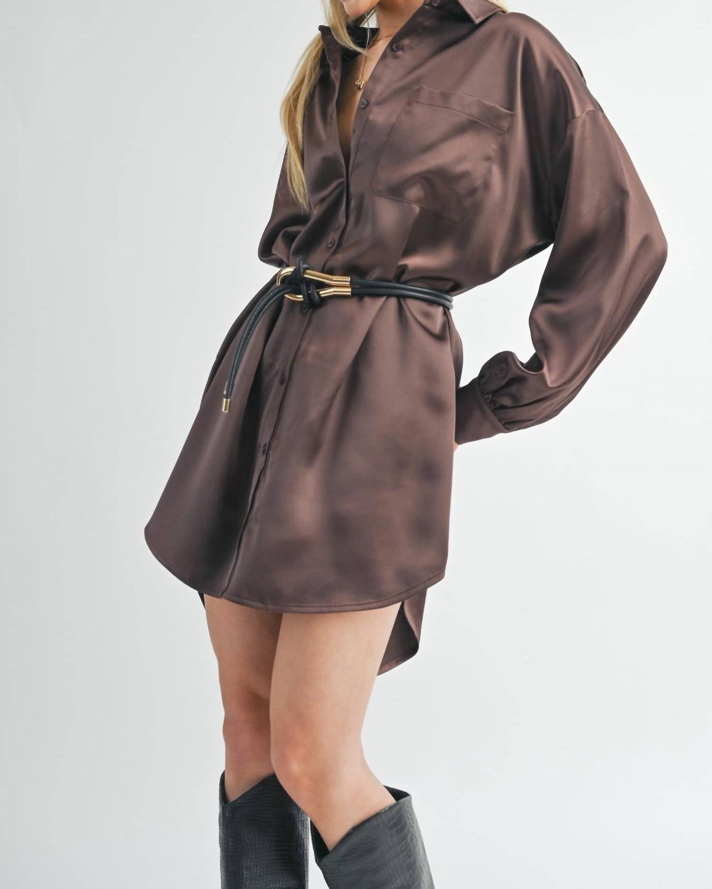 Sage The Label - Collared Oversized Shirt Dress