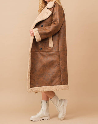 Azul B - Casaco aconchegante de pele de carneiro com pelúcia sintética