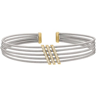 Bella Cavo - Pulseira Multi Cable em Ródio Esterlina com Três Barras Diagonais