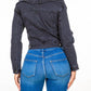 American Bazi - Chic Off Shoulder Lace Up Denim Jacket