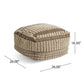 Rustic Wool and Cotton Large Pouf Handcrafted Tufted Design - Brown / Beige