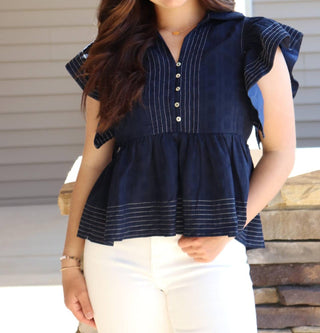 Entro - Women's Nautical Short Sleeve Top