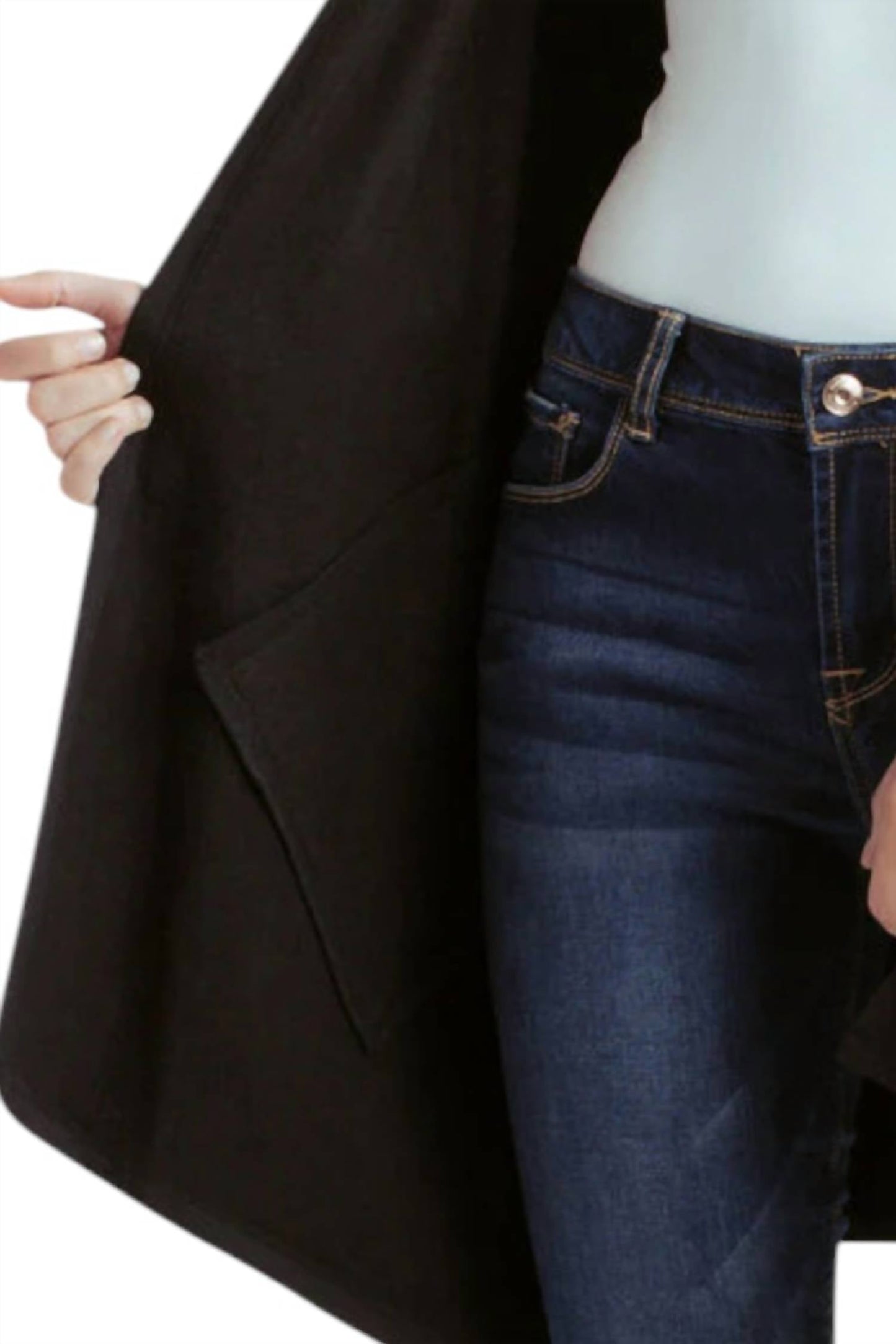 Kensie - Long Sleeve Draped Fleece Knit Jacket With Pockets