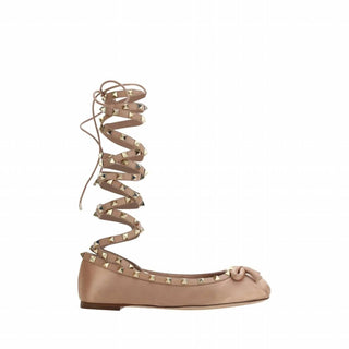 Valentino Garavani - Women's Rockstud Satin Ballerina Flats