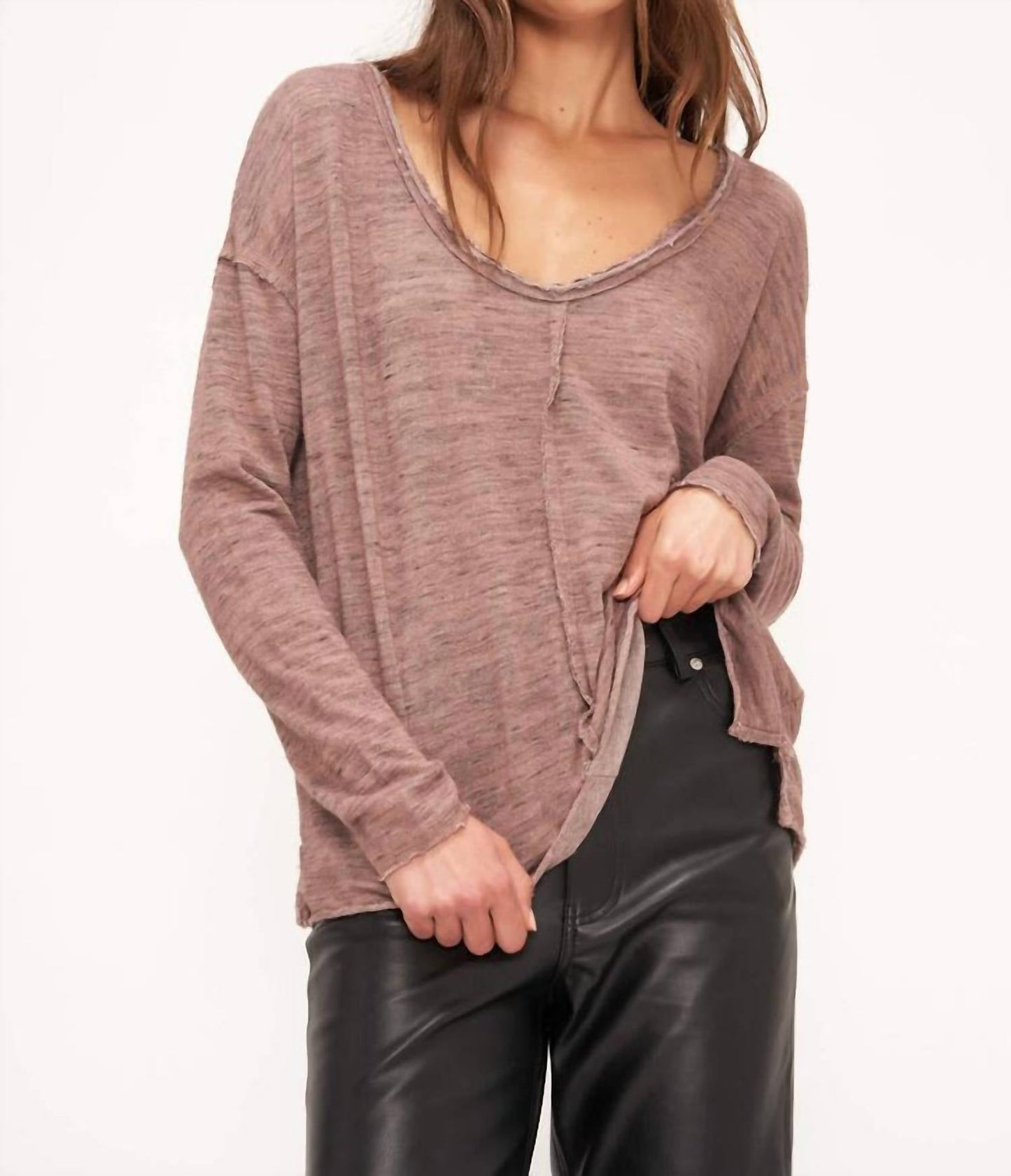 Project Social T - GET UP AND GO MARLED LONG SLEEVE TOP