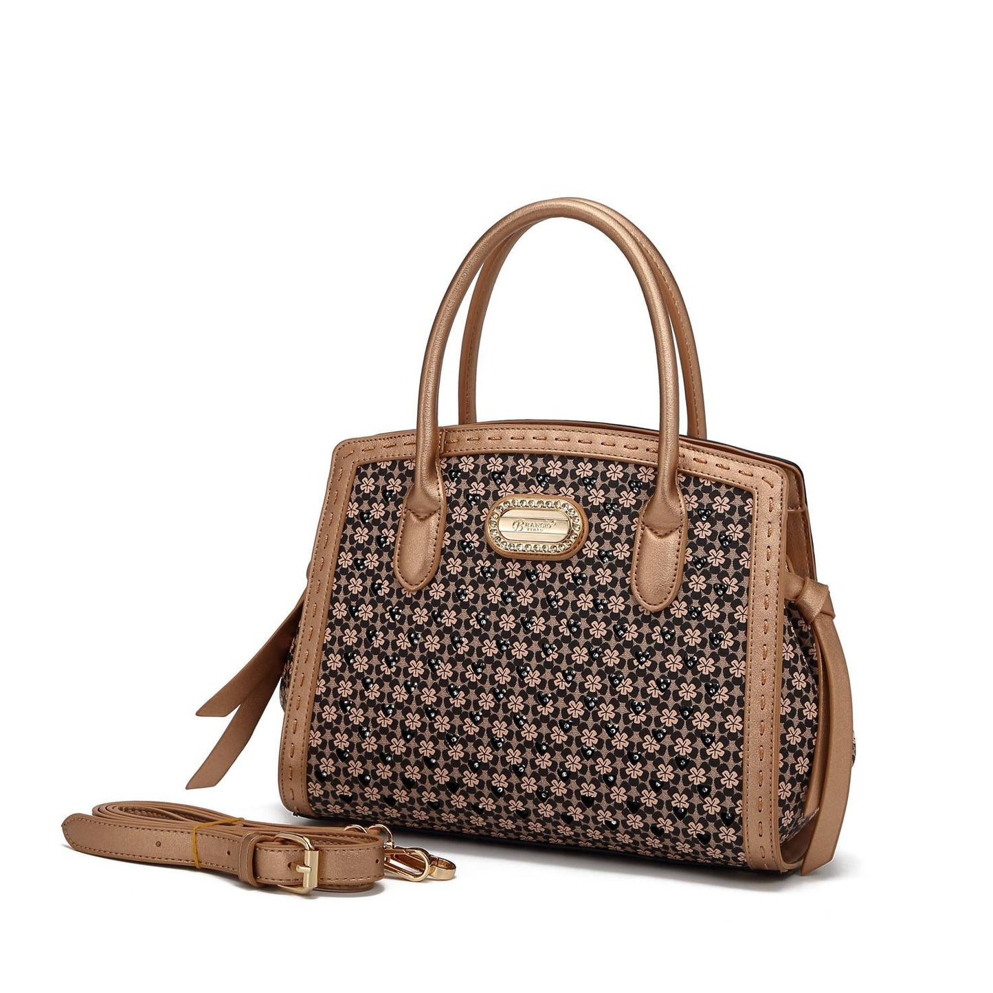 Brangio - Women's Italy Classic Charm Floral Print Satchel Bag