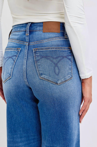 Judy Blue - Calça jeans retrô com punho e perna larga