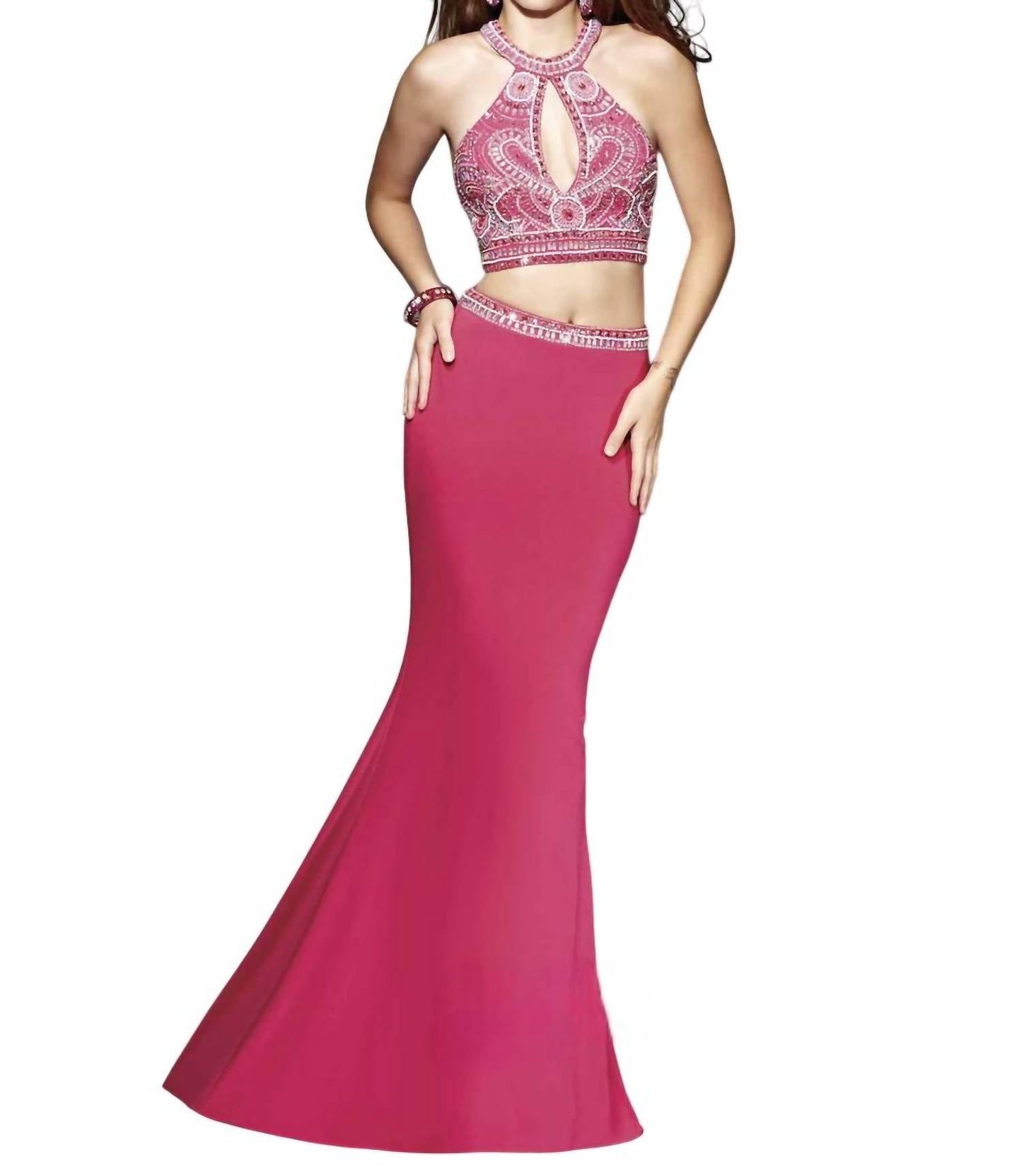 Abby Paige Prom - Two-piece Stretch Jersey Fit And Flare Gown