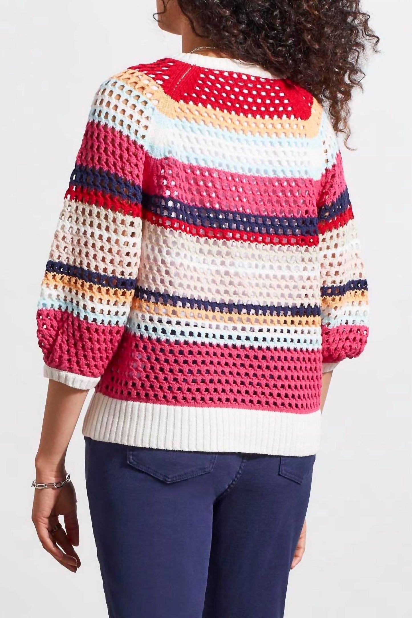 Tribal - 3/4 Tribal Sleeve Crew Neck Sweater