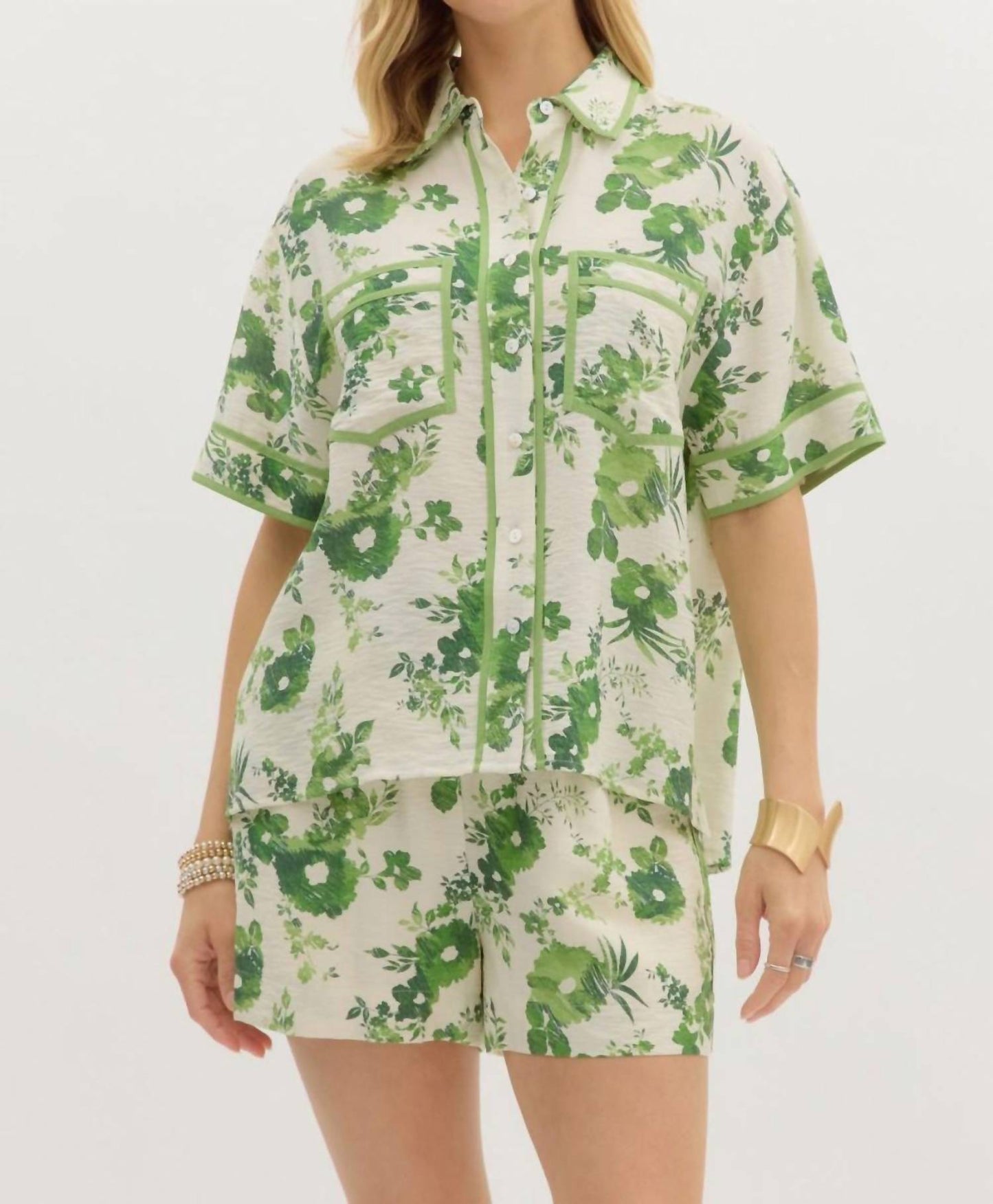 Entro - Tropical Floral Accented Binding Top