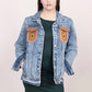 American Darling - Genuine Leather Hand Tooled Carved Denim Jacket