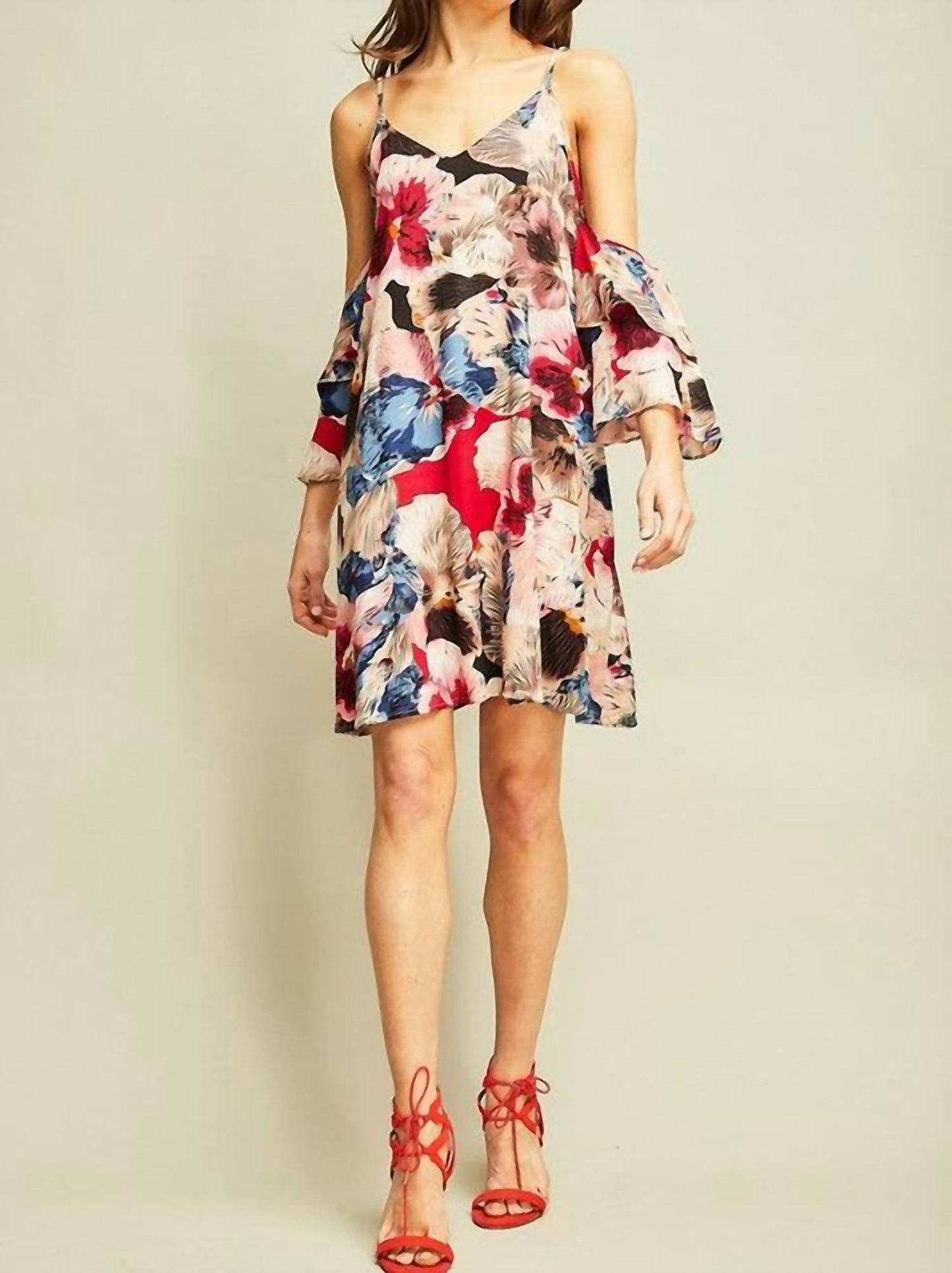 Entro - Open Shoulder Floral Mini Dress