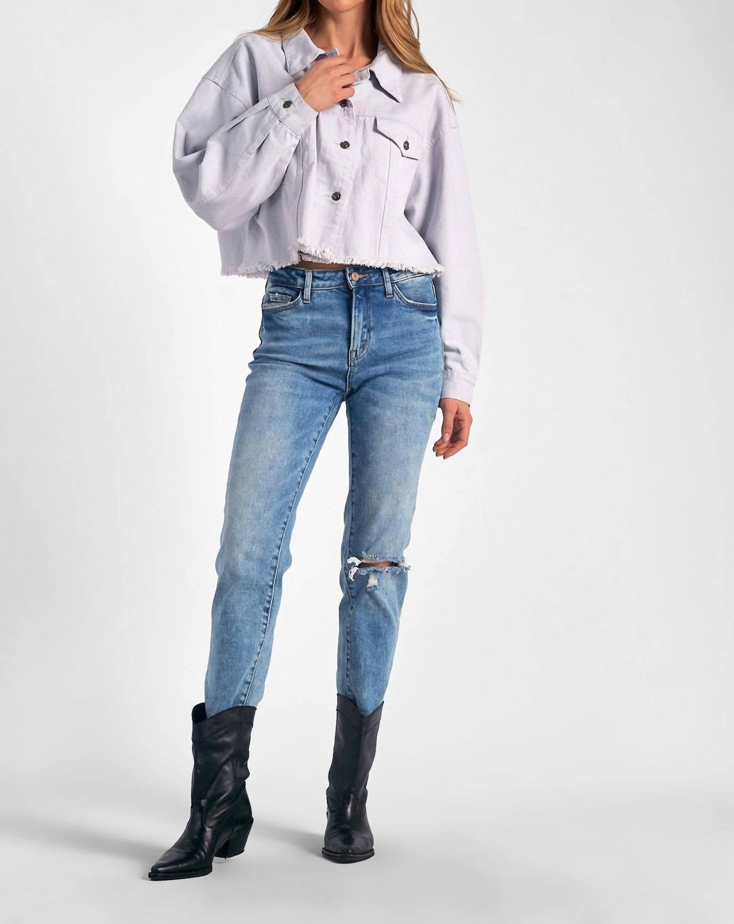 Elan - Jaqueta jeans cropped
