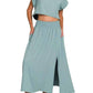 Trendsi - Zenana Heavy Woven Span Crop Tee & Skirt Set