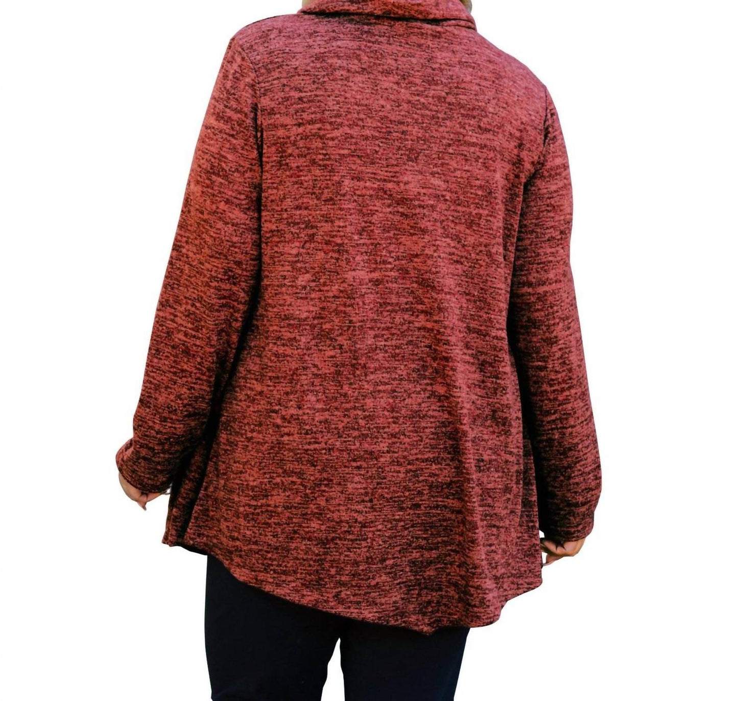On The Plus Side - Plus Size Brushed Hacci Cowl Long Sleeve Tunic Top