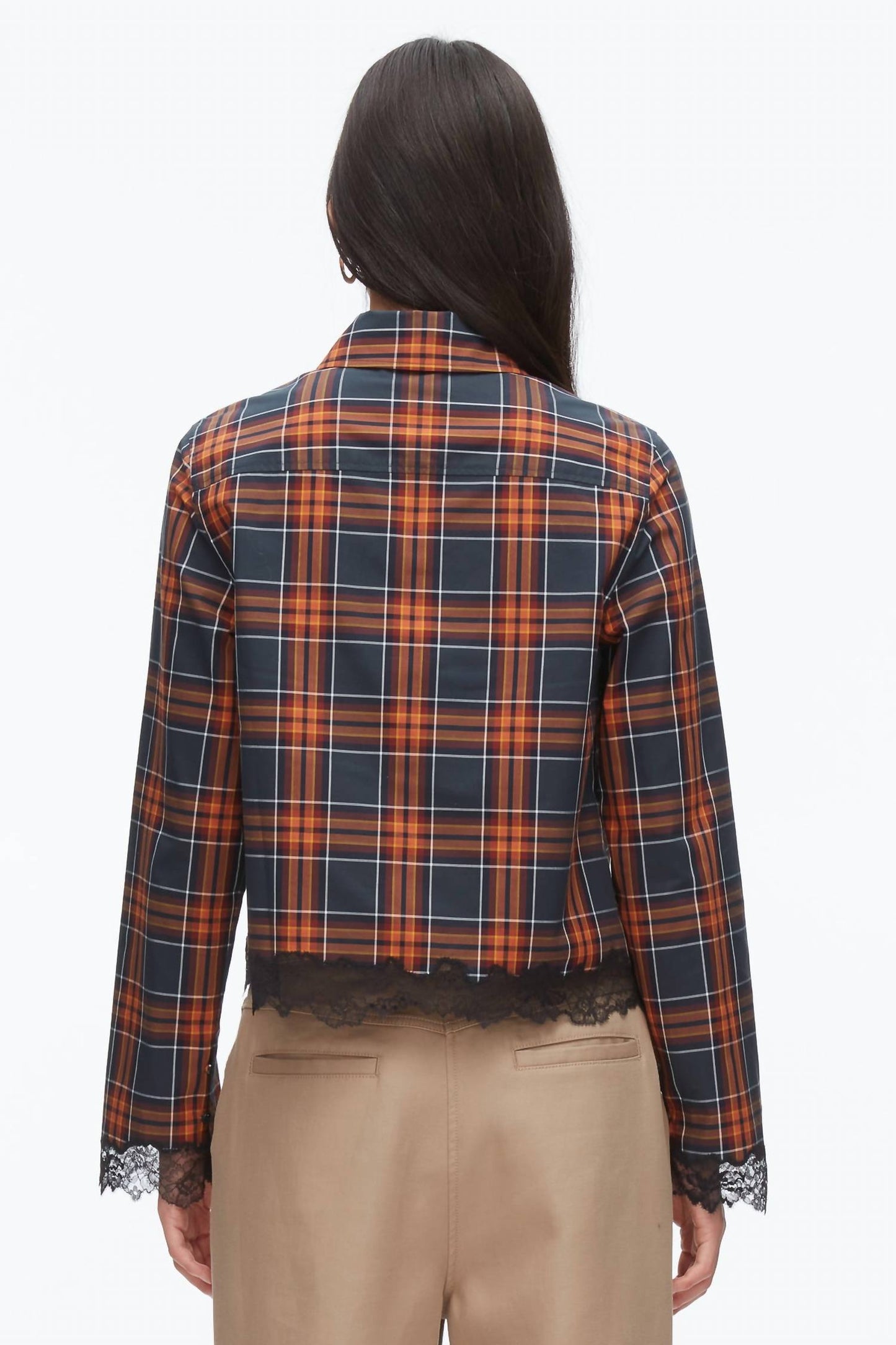 3.1 Phillip Lim - Long Sleeve Cropped Shirt With Lace Hem