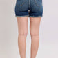 Judy Blue - High Waist Tummy Control Fray Hem & Shield Back Pockets Denim Short