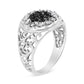 .925 Sterling Silver 1/4 Cttw White and Black Treated Diamond Halo Cluster Ring for Men (I-J Color, I3 Clarity) - Size 10