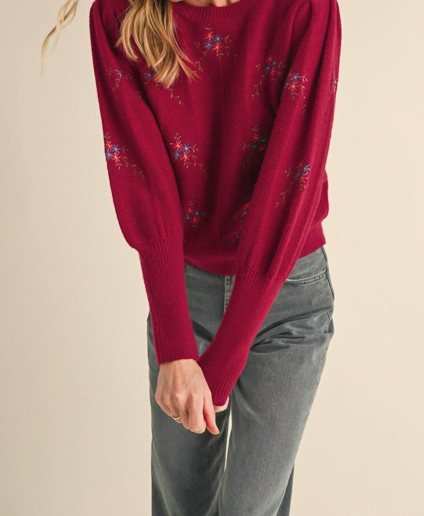 &Merci - Floral Embroidery Sweater