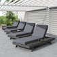 Lounge Chaise Set in Black Acacia Wood with Water-Resistant Cushions