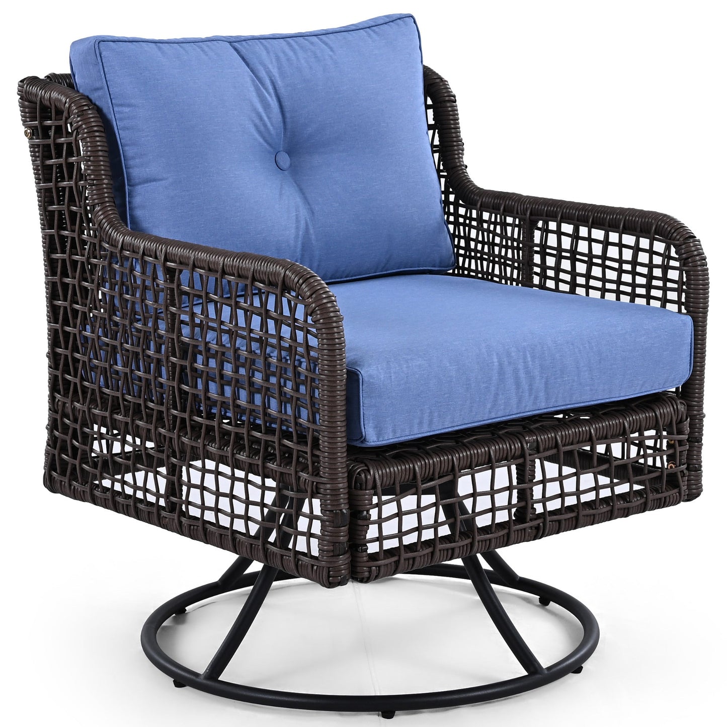 GO 4 Pieces Patio Furniture Set with Swivel Chairs Outdoor Wicker Sofas