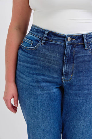 Judy Blue - Calça jeans boyfriend plus size cintura média com punho